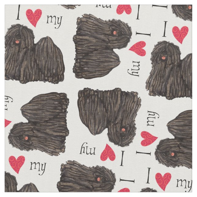 I Love my Puli Fabric (Close Up)