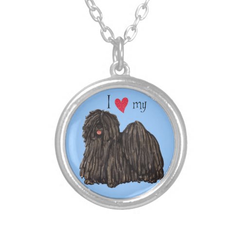 I Love my Puli Silver Plated Necklace
