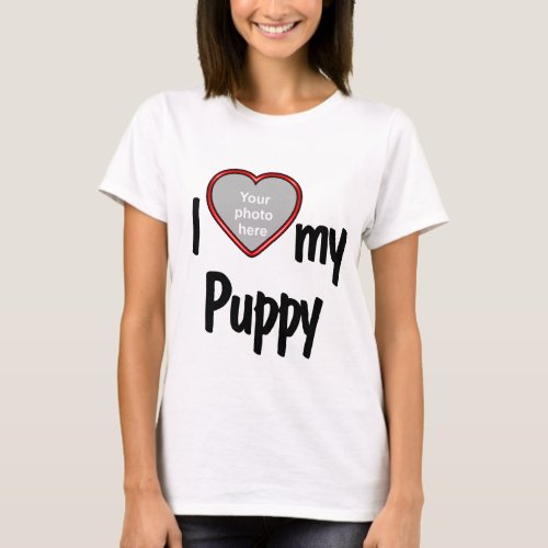 I Love My Puppy Cute Red Heart Dog Owners  T_Shirt