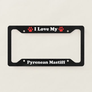 I Love My Pyrenean Mastiff Dog License Plate Frame
