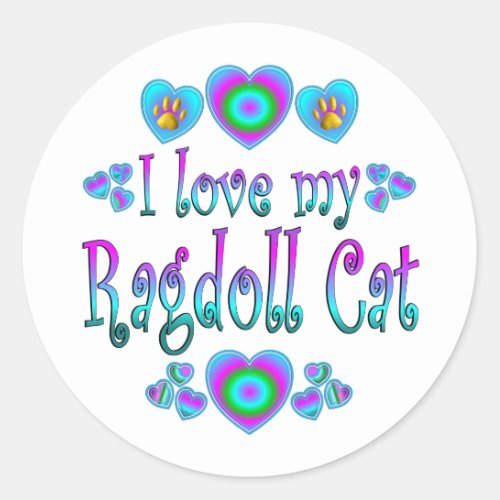 I Love My Ragdoll Cat Classic Round Sticker