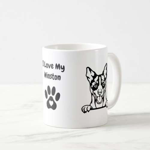 I Love my RAT TERRIER  Dog Name  Paw Print Coffee Mug