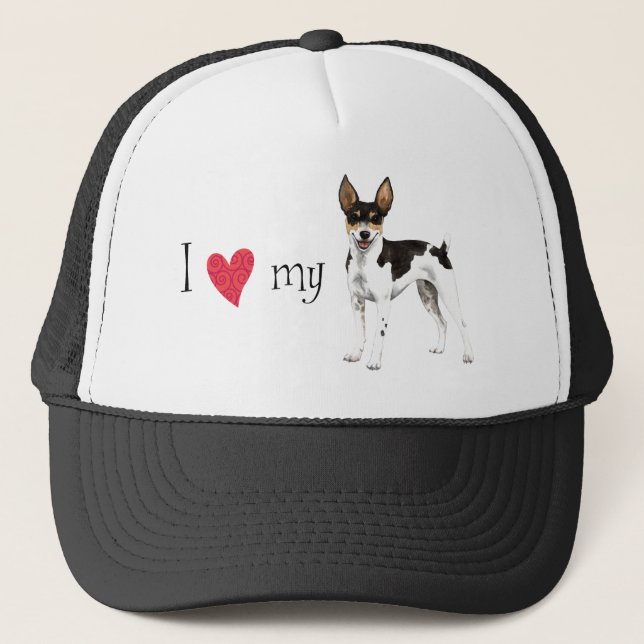 I Love my Rat Terrier Trucker Hat (Front)