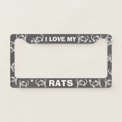 I Love My Rats Cute Custom License Plate Frame