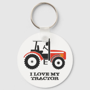 I Love My Red Tractor Key Ring