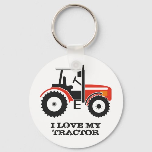 I Love My Red Tractor Key Ring
