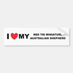 i love my red tri mini aussie bumper sticker