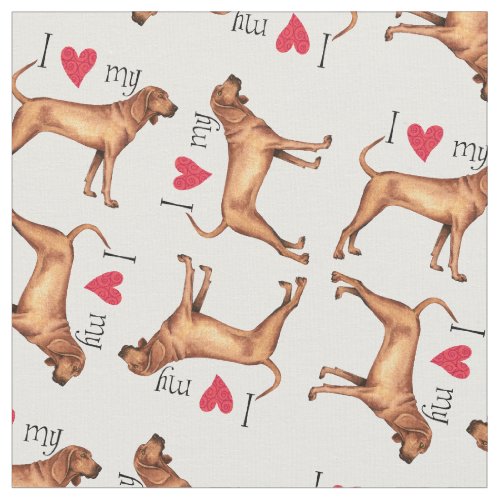 I Love my Redbone Coonhound Fabric