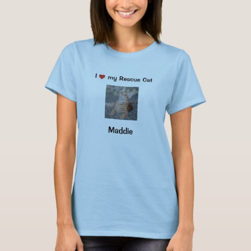 I Love my Rescue Cat  Name and Photo T_Shirt