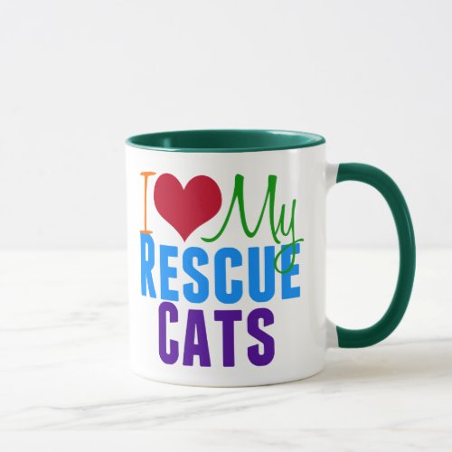 I Love My Rescue Cats Mug