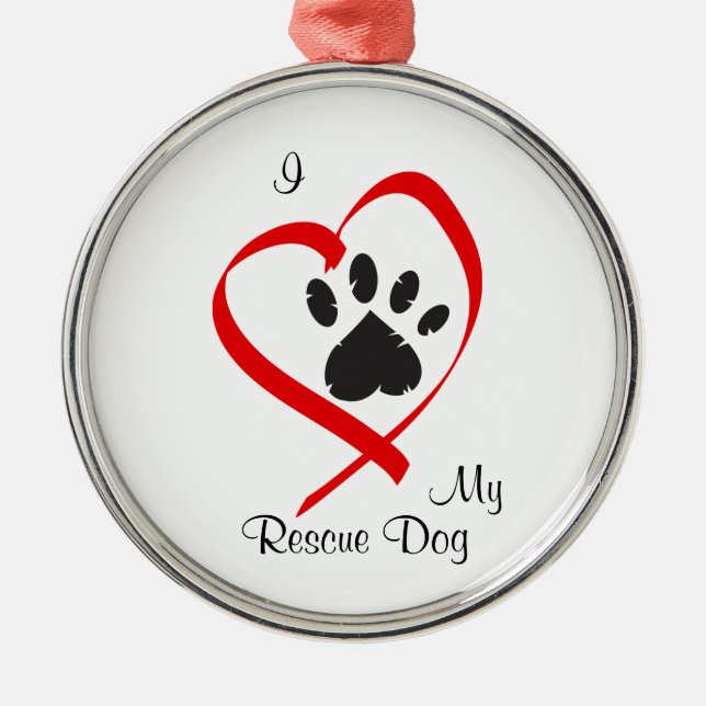 I Love My Rescue Dog Color Ornament (Front)