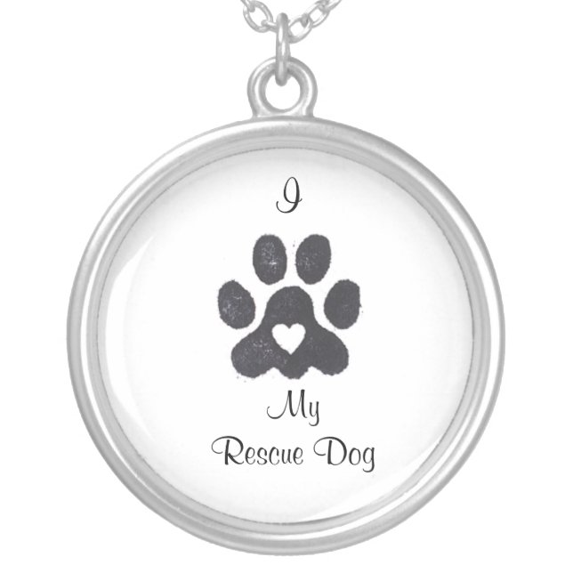 I Love My Rescue Dog Necklace (Front)