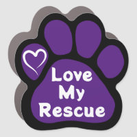 I Love My Rescue Purple Paw Print with Heart 