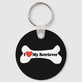 I Love My Retriever - Dog Bone Keychain