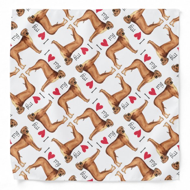 I Love my Rhodesian Ridgeback Bandana (Front)