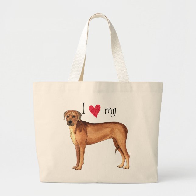 I Love my Rhodesian Ridgeback Large Tote Bag (Front)
