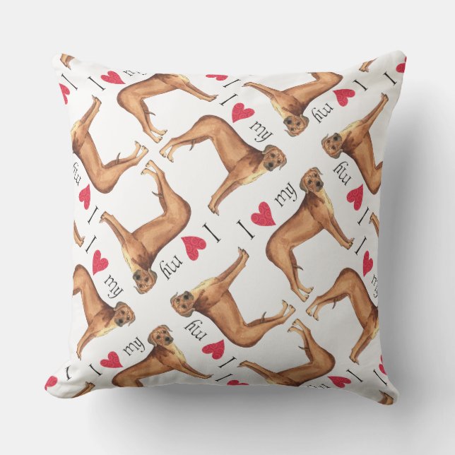 I Love my Rhodesian Ridgeback Outdoor Pillow (Front)