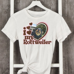 I Love My Rottweiler Custom Pink Heart Photo T-Shirt