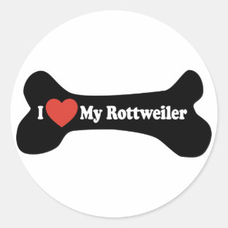 I Love My Rottweiler - Dog Bone Classic Round Sticker