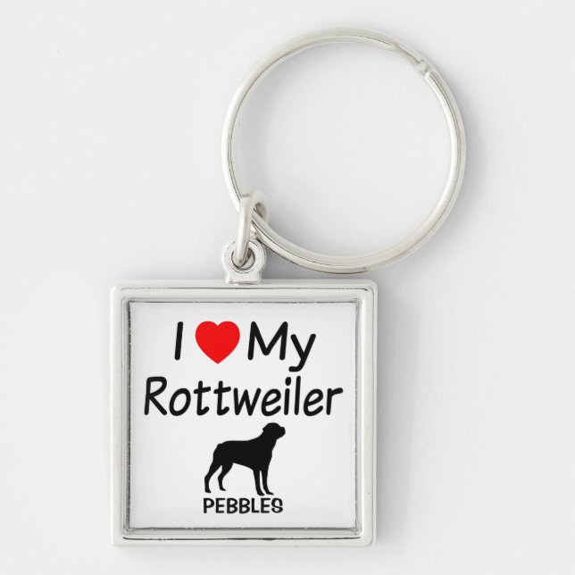 I Love My Rottweiler Dog Keychain (Front)