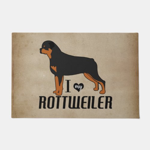 I Love My Rottweiler Dog Rustic Doormat