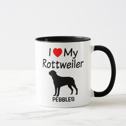 I Love My Rottweiler Dog Silhouette Mug