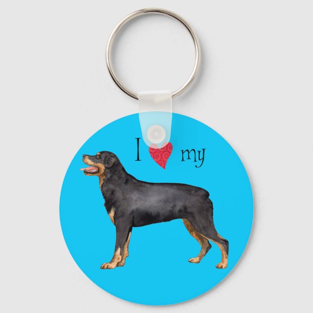I Love my Rottweiler Keychain (Front)