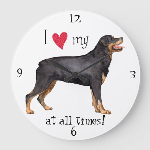 I Love my Rottweiler Large Clock