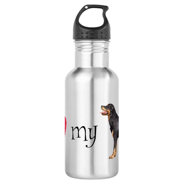 I Love my Rottweiler Stainless Steel Water Bottle (Front)