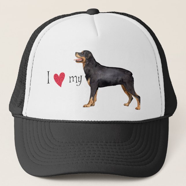 I Love my Rottweiler Trucker Hat (Front)