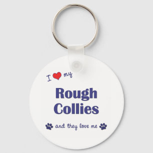 I Love My Rough Collies (Multiple Dogs) Keychain