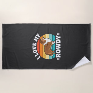 I Love My Rowdy Sheltie Retro Dog Beach Towel