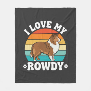 I Love My Rowdy Sheltie Retro Dog Fleece Blanket