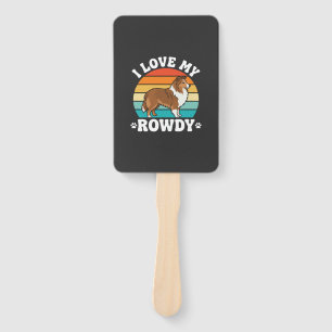 I Love My Rowdy Sheltie Retro Dog Hand Fan