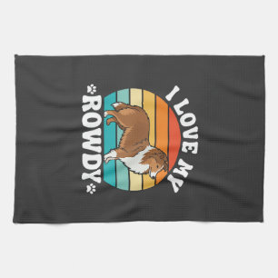 I Love My Rowdy Sheltie Retro Dog Kitchen Towel