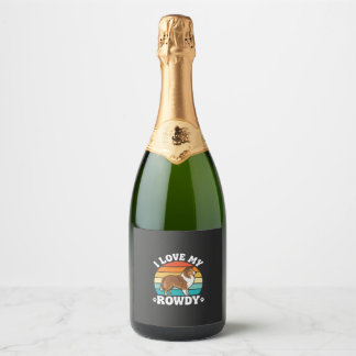I Love My Rowdy Sheltie Retro Dog Sparkling Wine Label