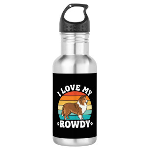 I Love My Rowdy Sheltie Retro Dog Stainless Steel Water Bottle