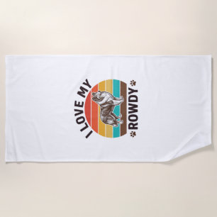I Love My Rowdy Vintage Collie Dog Design_1 Beach Towel