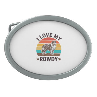 I Love My Rowdy Vintage Collie Dog Design_1 Belt Buckle