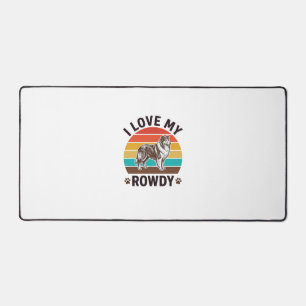 I Love My Rowdy Vintage Collie Dog Design_1 Desk Mat