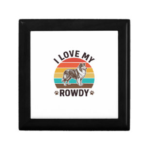 I Love My Rowdy Vintage Collie Dog Design_1 Gift Box