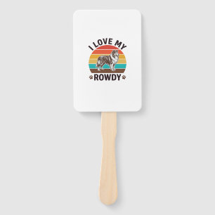 I Love My Rowdy Vintage Collie Dog Design_1 Hand Fan