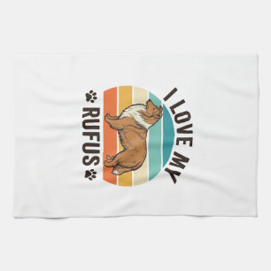 I Love My Rufus Vintage Dog Design_1 Kitchen Towel