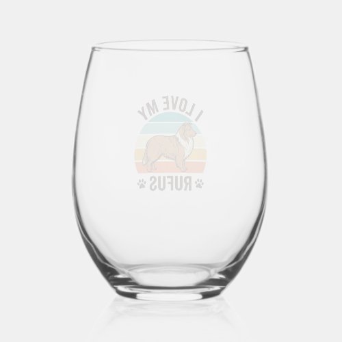 I Love My Rufus Vintage Dog Design_1 Stemless Wine Glass