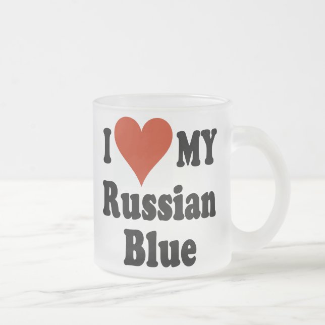 I Love My Russian Blue Frosted Coffee Mug (Right)