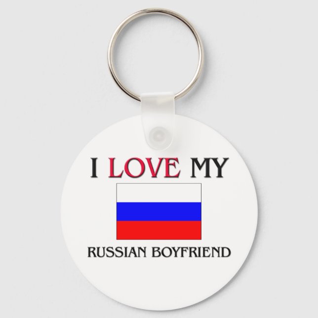 I Love My Russian Boyfriend Keychain (Front)