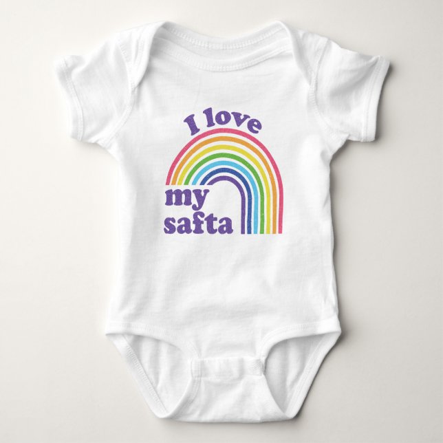 I Love My Safta - Cute Rainbow  Baby Bodysuit (Front)
