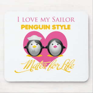 I Love My Sailor Penguin Style Mouse Pad