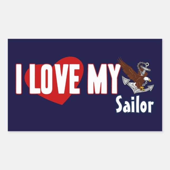 I Love My Sailor Rectangular Sticker (Front)