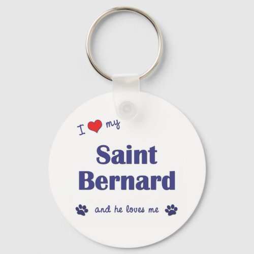 I Love My Saint Bernard Male Dog Keychain